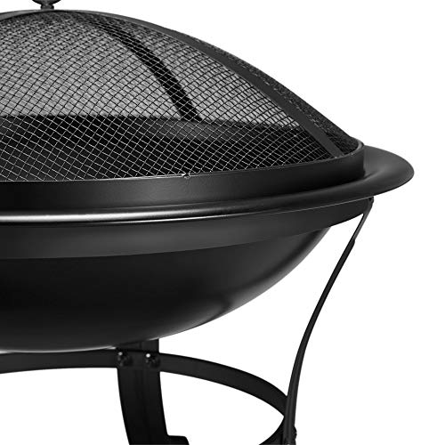 Yaheetech, Yaheetech 54cm Outdoor Square Fire Pit BBQ Fire Pit Brazier Multi-function Large Garden Patio Heater With Poker/ Dust Mesh