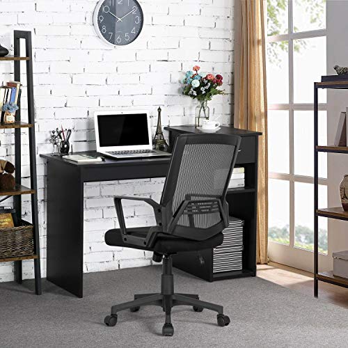 Yaheetech, Yaheetech Adjustable Desk Chair Modern Computer Chair Office Chair Task Chair with Back Support and Wheels for Home Black