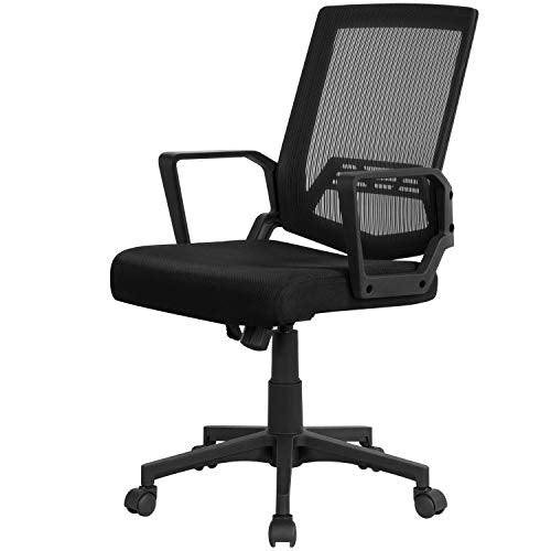 Yaheetech, Yaheetech Adjustable Desk Chair Modern Computer Chair Office Chair Task Chair with Back Support and Wheels for Home Black