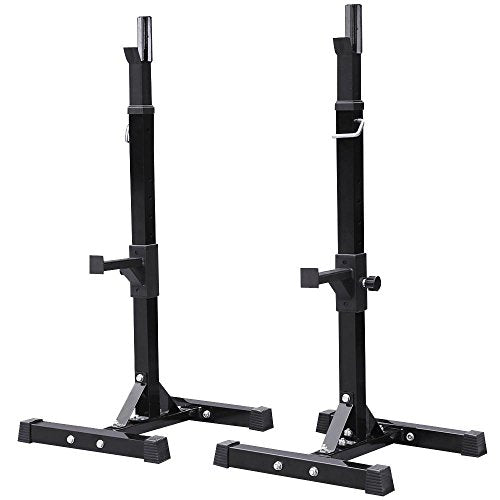 Yaheetech, Yaheetech Adjustable Heavy Duty Squat Rack Stand Power Weight Bench Support for Curl Barbell Olympic Barbell Free-Press Bench Black