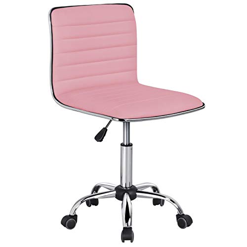 Yaheetech, Yaheetech Armless Desk Chair Low Back Office Chair PU Leather Swivel Computer Desk Chair Small Task Chair for Home Office and Study