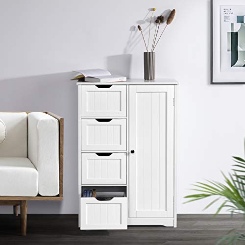 Yaheetech, Yaheetech Bathroom Cabinets Storage Units Cupboard/Organizer Sideboard Free-standing Chest of Drawers for Bedroom/Hallway/Floor/Kitchen Wood 56.1 x 30.1 x 82 cm