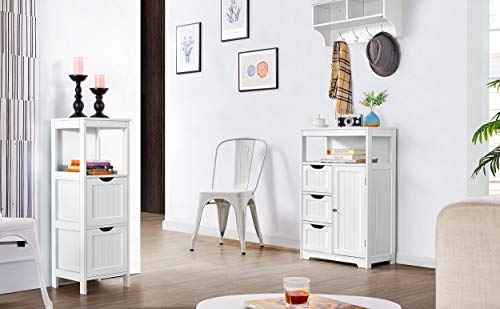 Yaheetech, Yaheetech Bathroom Storage Units with Open Storage Shelf Free-standing Floor Cabinets Sideboard with 3 Drawers and 1 Door