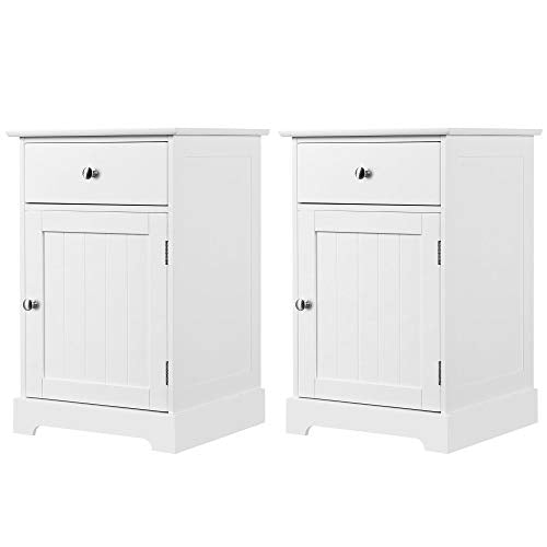 Yaheetech, Yaheetech Bedside Table Set of 2 Nightstand Cabinet Chest of Drawers for Bedroom/Living Room/Hallway/Bathroom 40 x 35 x 60 cm