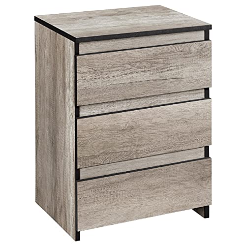Yaheetech, Yaheetech Bedside Table, Wood Nightstand with Storage Cabinet, End Side Table with 3 Drawer, Chest of Drawers for Living Room/Bedroom