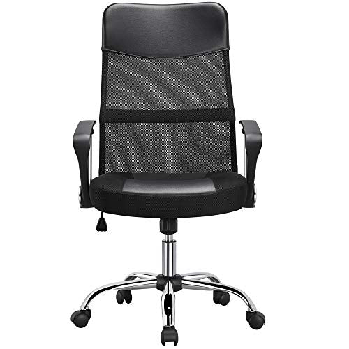 Yaheetech, Yaheetech Black Adjustable Office Chair Executive Computer Chair Mesh Chair High Back with Armrest and Comfortable Lumbar Support for Home Office Study Work Conference