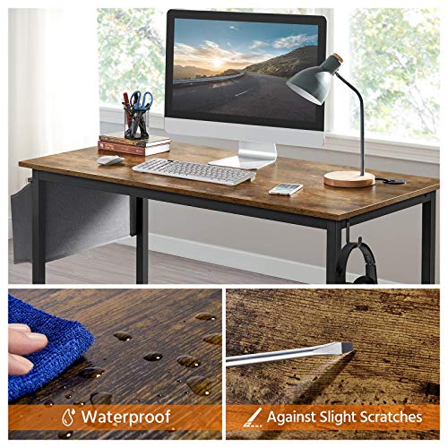 Yaheetech, Yaheetech Computer Desk Home Office Large Writing Desk with Storage Bag and Earphone Hook for Home Office/Study/Library Rustic