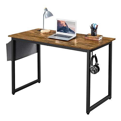 Yaheetech, Yaheetech Computer Desk Home Office Large Writing Desk with Storage Bag and Earphone Hook for Home Office/Study/Library Rustic