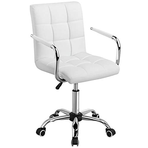 Yaheetech, Yaheetech Desk Chair PU Leather Office Chair Swivel Desk Computer Chairs Mid Back Task Chair with Armrests