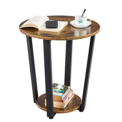 Yaheetech, Yaheetech End/Side Table Floor Shelf Nightstand Storage Bedside/Sofa/Coffee Table Wood Metal Frame for Living Room Home