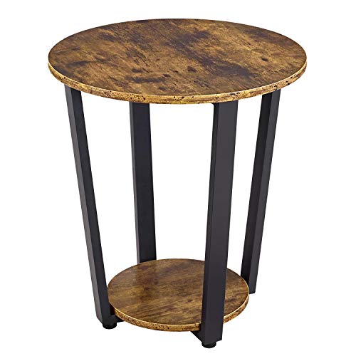 Yaheetech, Yaheetech End/Side Table Floor Shelf Nightstand Storage Bedside/Sofa/Coffee Table Wood Metal Frame for Living Room Home