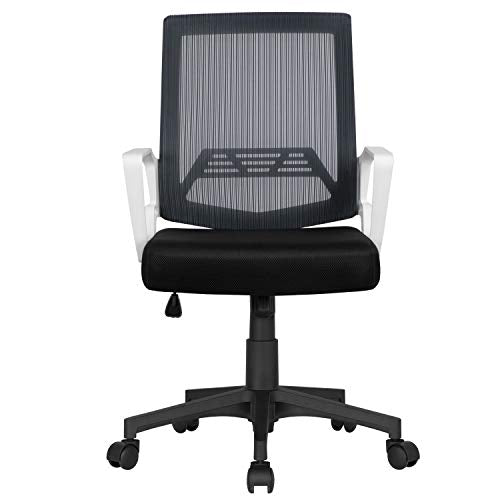 Yaheetech, Yaheetech Ergonomic Desk Chair Mid Back Adjustable Swivel Office Chair Sturdy Computer Task Chair with Comfort Breathable Lumbar Support Updated Grey