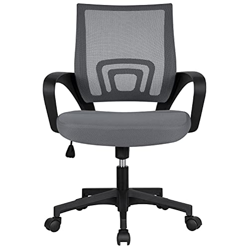 Yaheetech, Yaheetech Ergonomic Office Chair Adjustable Computer Chair Comfy Study Chair with Back Support and Arms on Wheels for Home Office