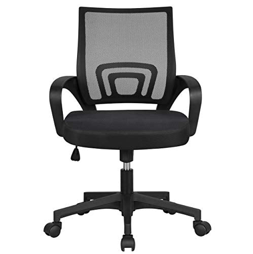 Yaheetech, Yaheetech Executive Desk Chair Adjustable Office Chair Mid-Back Swivel Chair Task Chair with Back Support and Extra-Large Mesh Seat Black