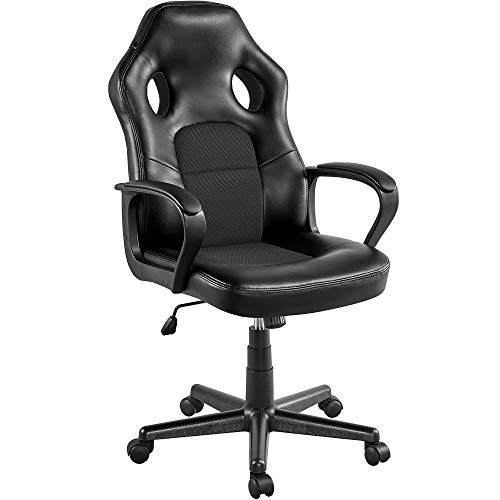 Yaheetech, Yaheetech Gaming Chair Adjustable High Back Racing Chair Ergonomic Office Reclining Chair Executive Swivel Chair with Lumbar Support Black