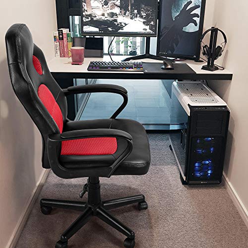 Yaheetech, Yaheetech Gaming Chair Adjustable High Back Racing Chair Ergonomic Office Reclining Chair Executive Swivel Chair with Lumbar Support Red
