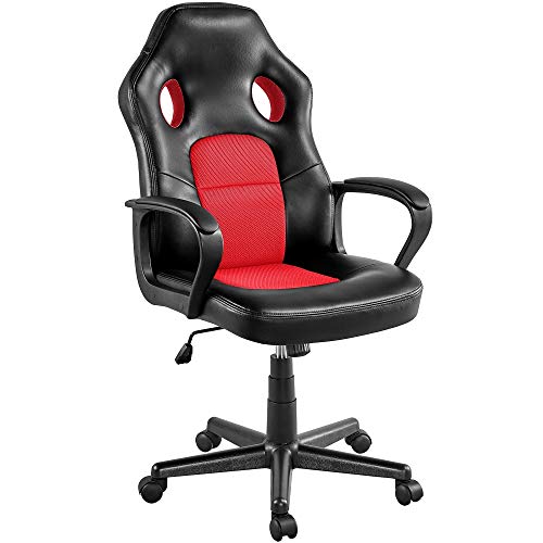 Yaheetech, Yaheetech Gaming Chair Adjustable High Back Racing Chair Ergonomic Office Reclining Chair Executive Swivel Chair with Lumbar Support Red
