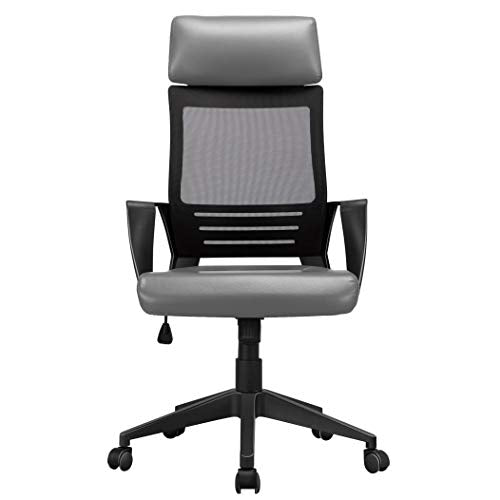 Yaheetech, Yaheetech Grey Office Chair Adjustable Computer Chair Executive Desk Chair with Comfy Back Support and Arms for Managerial Work