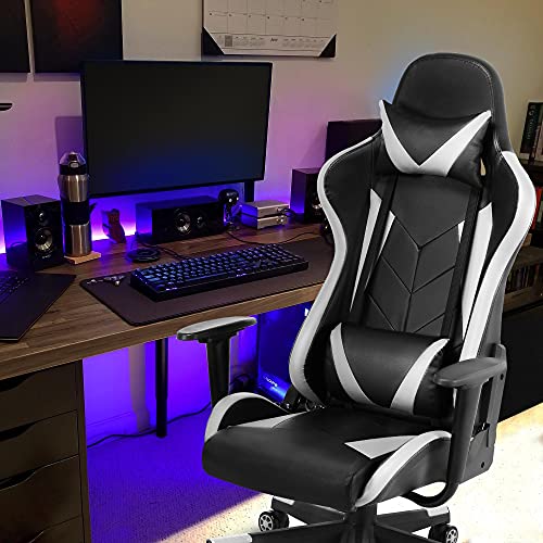 Yaheetech, Yaheetech High Back Gaming Chair PU Leather Ergonomic Swivel Racing Office Chair with Headrest and Lumbar Support