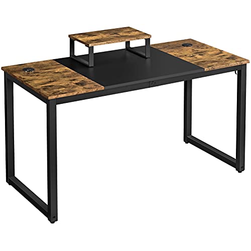 Yaheetech, Yaheetech Large Computer Desk with Movable Monitor Stand, 2 Desk Grommets and 1 Hook, for Gaming/Writing/Home Office, 140x60x75cm