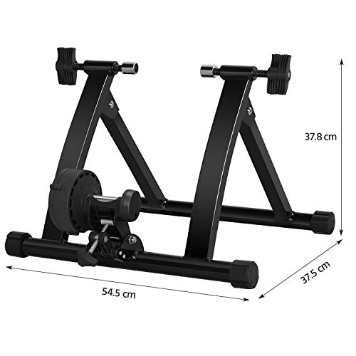 Yaheetech, Yaheetech Magnetic Turbo Trainer Foldable Indoor Bike Trainer Stand with Variable Speed Levels Wire-Control Turbo Trainer Stand Black