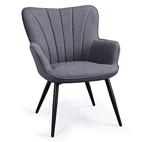 Yaheetech, Yaheetech Modern Fabric Accent Chair Scalloped Armchair Sofa Lounge Tub Chair Cushioned Soft Seat with Sturdy Steel Legs for Living Room