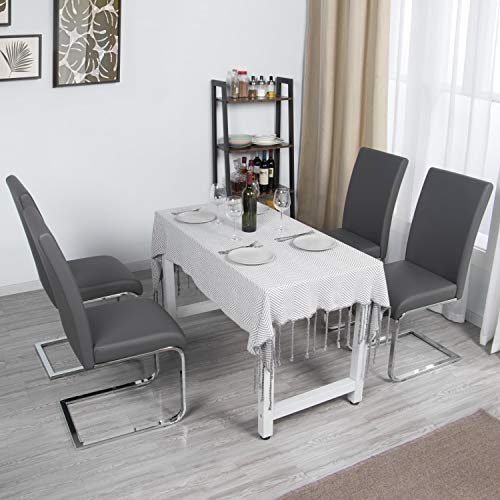 Yaheetech, Yaheetech Modern Gray 4pcs Dining Chairs Kitchen Chair Side Chair Leather Metal Seat for Dining Room Home Furniture