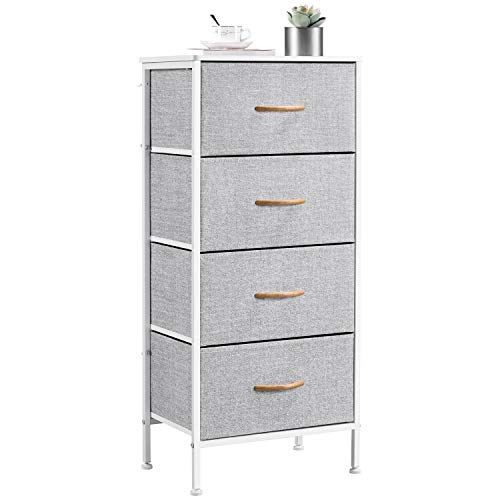 Yaheetech, Yaheetech Narrow Chest of Drawers Bedroom Storage Drawers with wooden Handles Fabric Storage Unit Clothes Organizer Dresser for Living Room Nursery Hallway Easy Assembly, 45x30x98cm