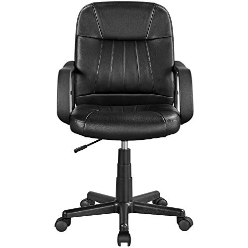 Yaheetech, Yaheetech Office Chair PU Leather Adjustable Swivel Desk Chair Excutive Chair Gas Lift Armchair on Wheels Black