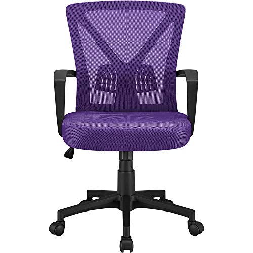 Yaheetech, Yaheetech Purple Office Chair Adjustable Fabric Desk Chair Computer Chair Executive Swivel Chair Durable Work Chair with 360° Rolling