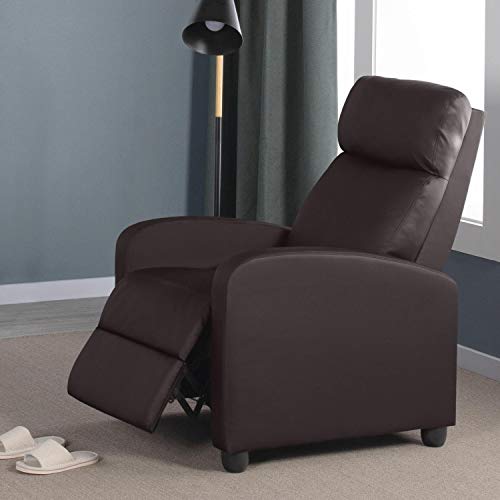 Yaheetech, Yaheetech Recliner Armchair Single Padded Seat PU Leather Sofa Lounge Seating w/Adjustable Leg Rest and Reclining Functions