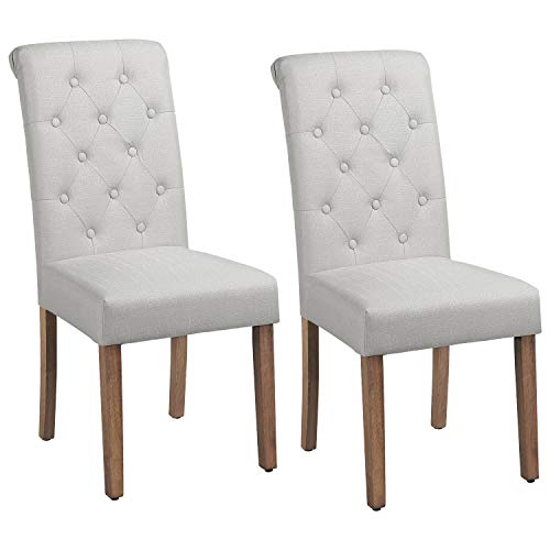 Yaheetech, Yaheetech Set of 2 Classic Fabric Upholstered Dining Chairs High Back Padded Single Dining Chairs for Home and Kitchen Beige