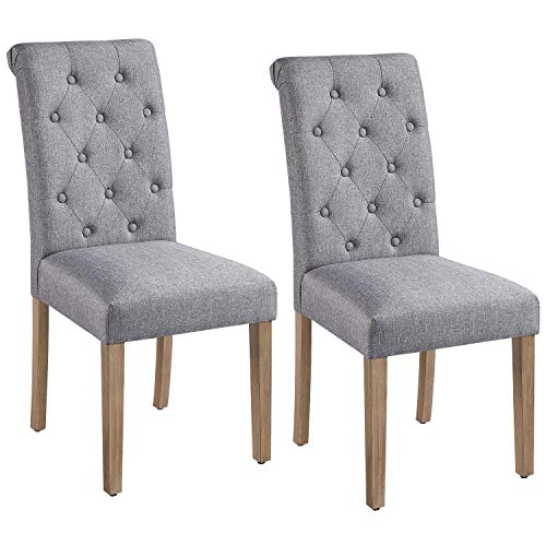 Yaheetech, Yaheetech Set of 2 Classic Fabric Upholstered Dining Chairs High Back Padded Single Dining Chairs for Home and Kitchen Dark Gray