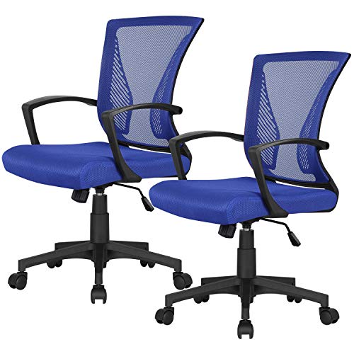 Yaheetech, Yaheetech Set of 2 Ergonomic Desk Chair Adjustable Swivel Office Chair Computer Task Chair with Comfortable Breathable Lumbar Support