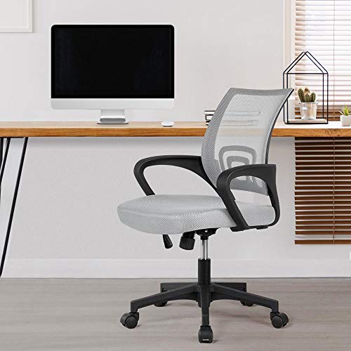 Yaheetech, Yaheetech Set of 2 Mesh Ergonomic Desk Chair Adjustable Swivel Mid Back Office Chair Study Computer Task Chair with Breathable Lumbar Support, Grey