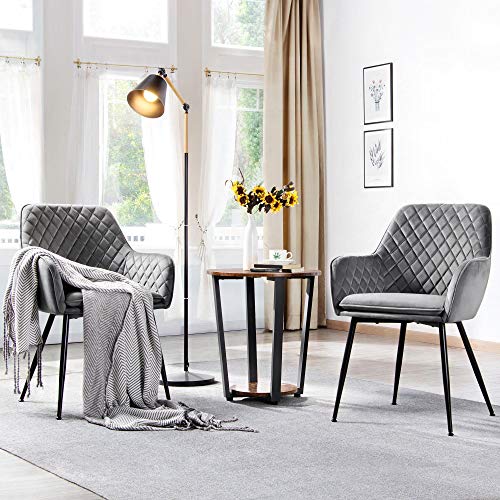 Yaheetech, Yaheetech Set of 4 Grey Velvet Dining Chairs Modern Accent Chair Fabric Armchair with Sturdy Legs for Home Dining/Living Room