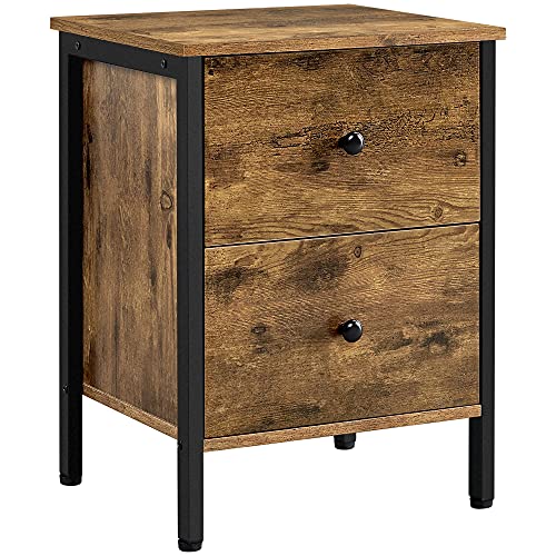 Yaheetech, Yaheetech Side Table Nightstand Storage Vertical Dresser Tower, End Table with 2 Drawers for Bedroom/Entryway/Office, Rustic
