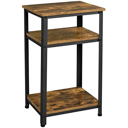 Yaheetech, Yaheetech Side Table Rustic Industrial End Telephone Table with 3-Tier Shelves for Small Spaces Living Room Bedroom Guest Room, Rustic Brown