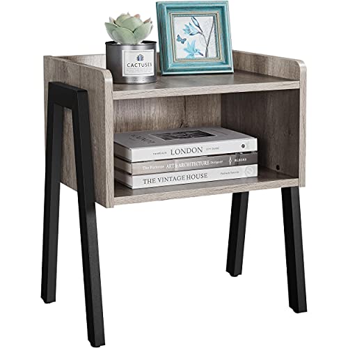 Yaheetech, Yaheetech Side Table, Stackable End Table, 2-Tier Nightstand with Open Storage Compartment, Industrial Style Sofa Side Table for Living