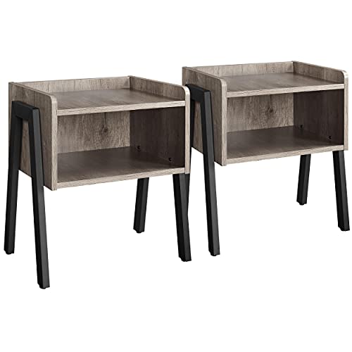 Yaheetech, Yaheetech Sofa End Table, Nightstand Set of 2, Industrial Stackable Chair Side Table with Storage/Metal Legs, for Living Room, Bedroom