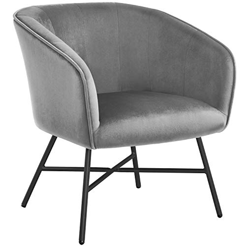 Yaheetech, Yaheetech Stylish Gray Dining Chair Modern Accent Chair Armchair Tub Chair Soft Velvet Cushioned Seat Sofa Lounge with Armrest for Cafe/Living/Dining Room Furniture