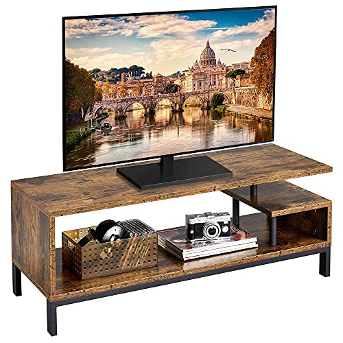 Yaheetech, Yaheetech TV Stand, Industrial Style TV Table with Open Storage Shelf and Steel Frame for Living Room, Entertainment Room, Hallway