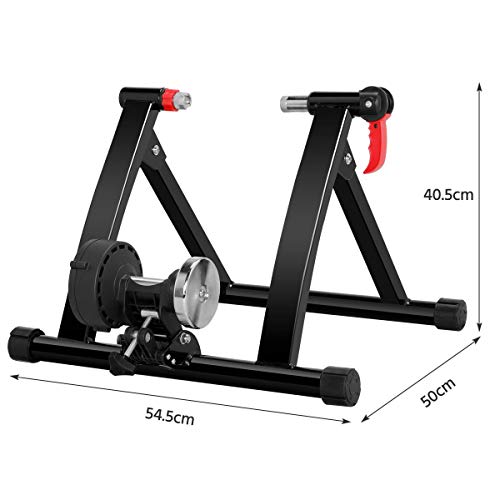 Yaheetech, Yaheetech Turbo Trainer with 6 Speed Adjustment Folding Bike Trainer Stand Magnetic Bike Trainer with Wire-control, Fits for 26" - 29"