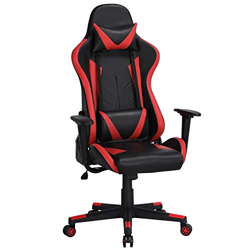 Yaheetech, Yaheetech Video Gaming Chair High Back Racing Office Chair PU Leather Ergonomic Desk Chair with Lumbar Support Black/Red