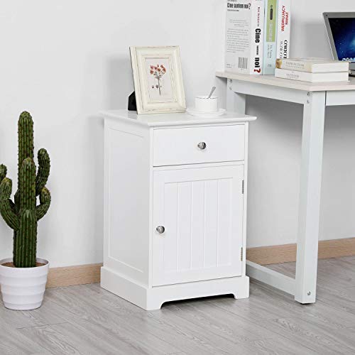 Yaheetech, Yaheetech White Bedside Table Nightstand Modern Cabinet Chest of Drawers Wooden Storage Unit Side Table End Table for Bedroom/Living