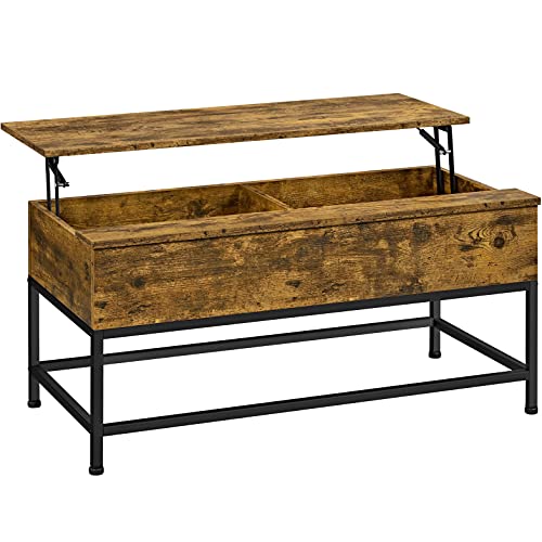 Yaheetech, Yaheetech Wood Coffee Table, Industrial Style Cocktail Table with Black Metal Frame and Shelf, Rectangular Living Room Table, 102x51x48cm