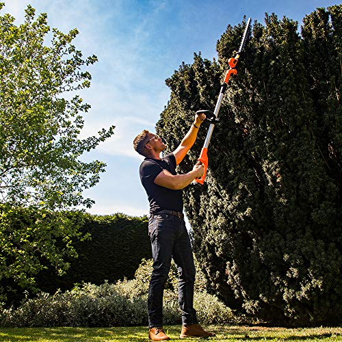 Yard Force, Yard Force 20V Cordless Pole Hedge Trimmer - extendable, with Adjustable Head, 41cm Cutting Length, Lithium-ion battery & charger LH C41A