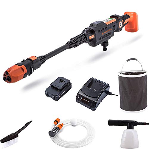 Yard Force, Yard Force 22Bar 20V Aquajet Cordless Pressure Cleaner with 2.5Ah Lithium-Ion Battery, Charger and Accessories LW C02