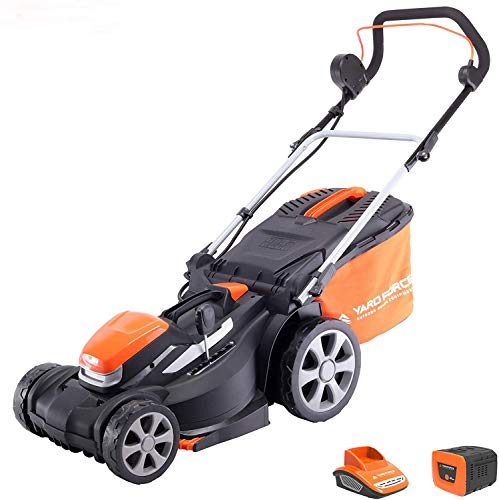 Yard Force, Yard Force 40V 37cm Cordless Lawnmower with lithium ion battery & quick charger LM G37A - GR 40 range