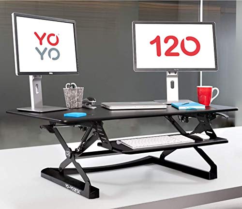 Yo-Yo DESK, Yo-Yo DESK 120 (BLACK) Height Adjustable Standing Desk [120cm Wide]. Superior sit-stand solution suitable for all workstations